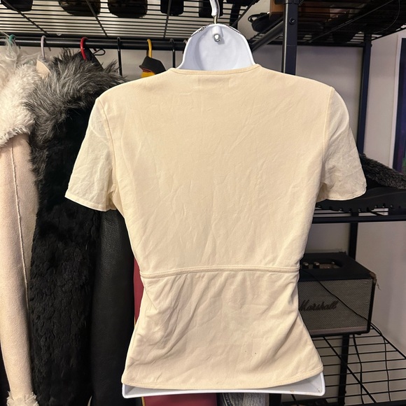 Gorgeous coquette cream v neck with mesh short sleeves, from the 90s ☾⋆｡🥀 °✩ - Picture 2 of 6